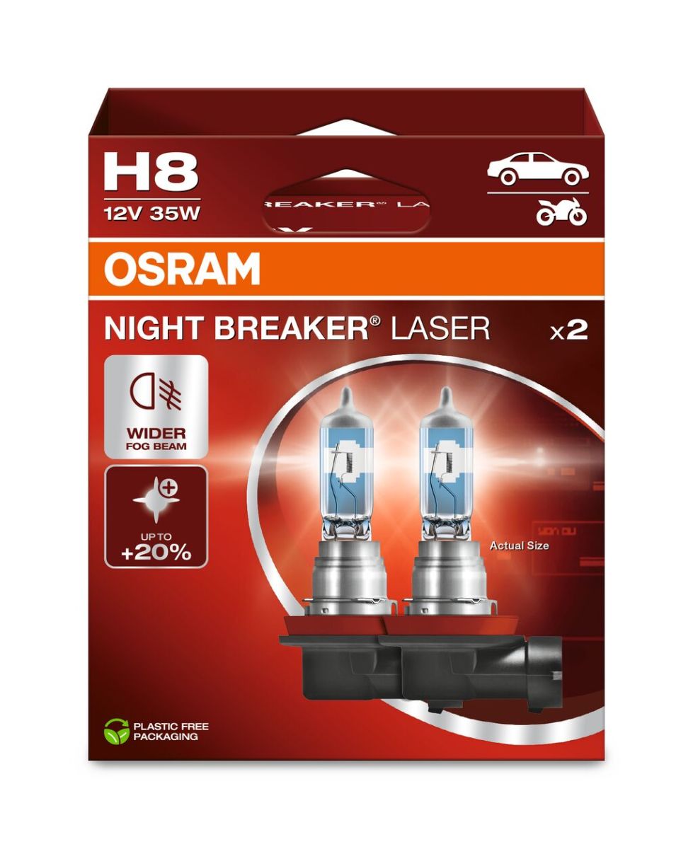 Автолампа галогенова 35W H8 12V 35W PGJ19-1 / NIGHT BREAKER® LASER - НА 150% БІЛЬШЕ СВІТЛА OSRAM (64212NL-2HB) osram фото 5