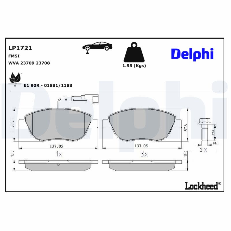 Комплект гальмівних колодок передн , ABARTH 500 / 595 / 695, 500C / 595C / 695C, CITROEN C4, C4 I, FIAT BRAVO, BRAVO II, DOBLO, DOBLO CARGO, FIORINO, GRANDE PUNTO, IDEA, LINEA 1.2-2.0D 04.99- фото 5