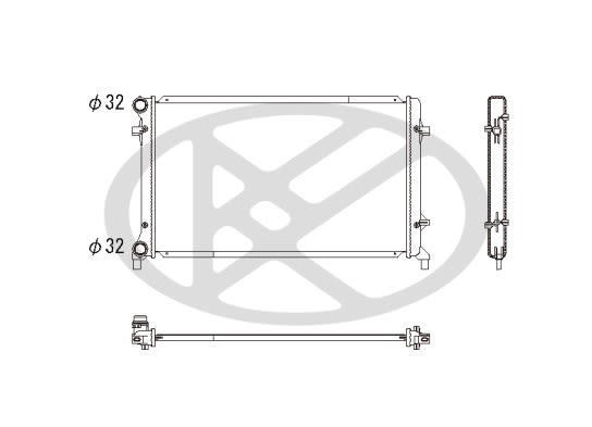 Радіатор двигуна (акпп/мкпп) AUDI A3, SEAT ALTEA, ALTEA XL, LEON, TOLEDO III, SKODA OCTAVIA I, OCTAVIA II, RAPID, SUPERB II, YETI, VW BEETLE, CADDY III, CADDY IV, CC B7, EOS 1.2-2.5 10.97-09.20 фото 3