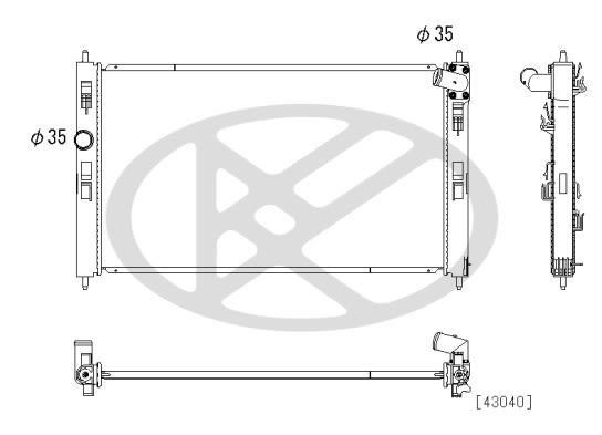 Радіатор двигуна CITROEN C4 AIRCROSS, MITSUBISHI ASX, LANCER VIII, PEUGEOT 4008 1.6-2.0 03.07- фото 3