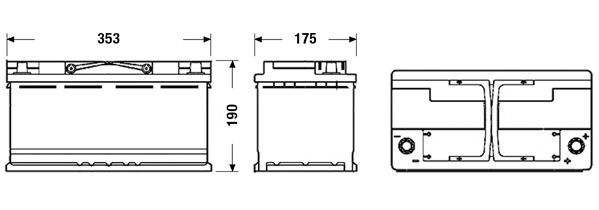 Акумуляторна батарея 100Ah/900A (353x175x190/+R/B13) (Start-Stop EFB) Exide фото 7