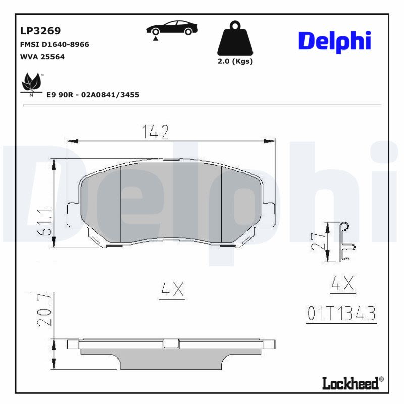 Комплект гальмівних колодок передн (супорт з 1 поршнем), JEEP CHEROKEE 2.0-3.2 11.13-