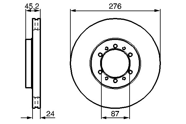 Диск гальмівний ВЕНТИЛ MITSUBISHI PAJERO SPORT I (K7_, K9_) 2.5 1996.07- BOSCH (0 986 478 844) Bosch фото 9