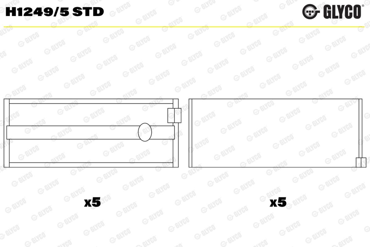 Вкладиші NISSAN 2.2DCI/2.5DCI YD22DDT/YD22DDTI/YD25DDTI GLYCO (H1249/5 STD) Glyco фото 4