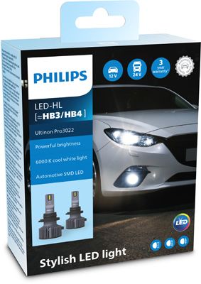 Комплект світлодіодних автоламп HB3/HB4 LED 12/24V 20W 6000K P20D/P22D / ULTINON PRO3022 / ХОЛОДН PHILIPS (11005U3022X2) Philips фото 5