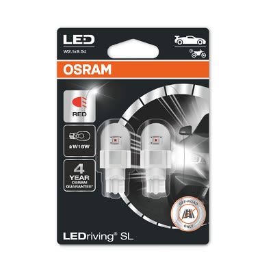LED лампочка (упаковка-блістер 2шт) W16W 12В 1,4Вт без гомологічного сертифікату LEDriving SL, червона фото 2