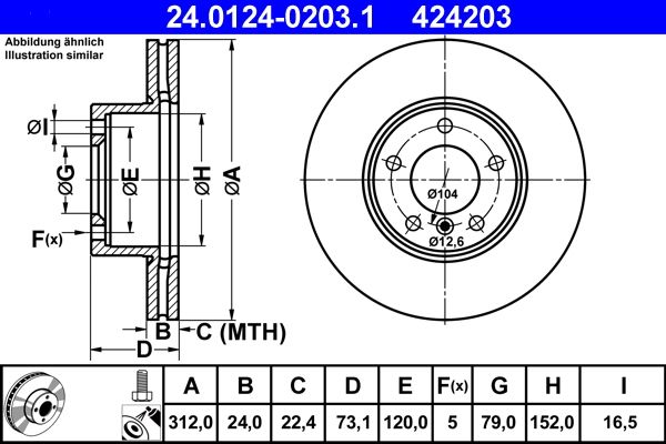 Диск гальмівний (передній) BMW 3 (E90/E91/E93) 05-11/X1 (E84) 09- (312x24) (з покриттям) (вент) ATE фото 12