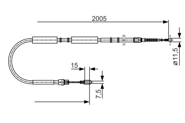 Трос ручного гальма ЗЗАДУ AUDI; SEAT A4 1.9 TDI AVANT 09.2001 - 12.2004; A4 1.9 TDI 0 BOSCH (1 987 477 923) Bosch фото 6