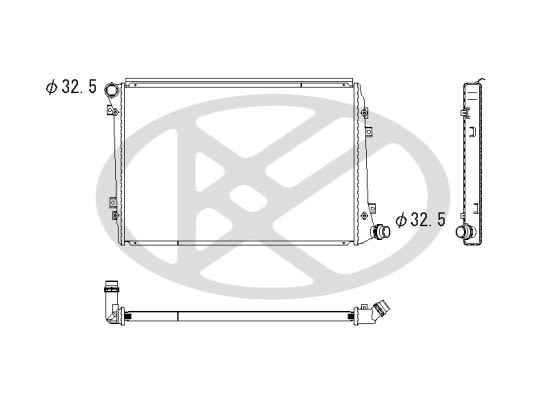 Радіатор двигуна AUDI A3, SEAT ALTEA, ALTEA XL, LEON, TOLEDO III, SKODA OCTAVIA II, SUPERB II, VW CADDY III, EOS, GOLF PLUS V, GOLF V, JETTA III, PASSAT B6, TOURAN 1.9D/2.0D 05.03-03.13 фото 3