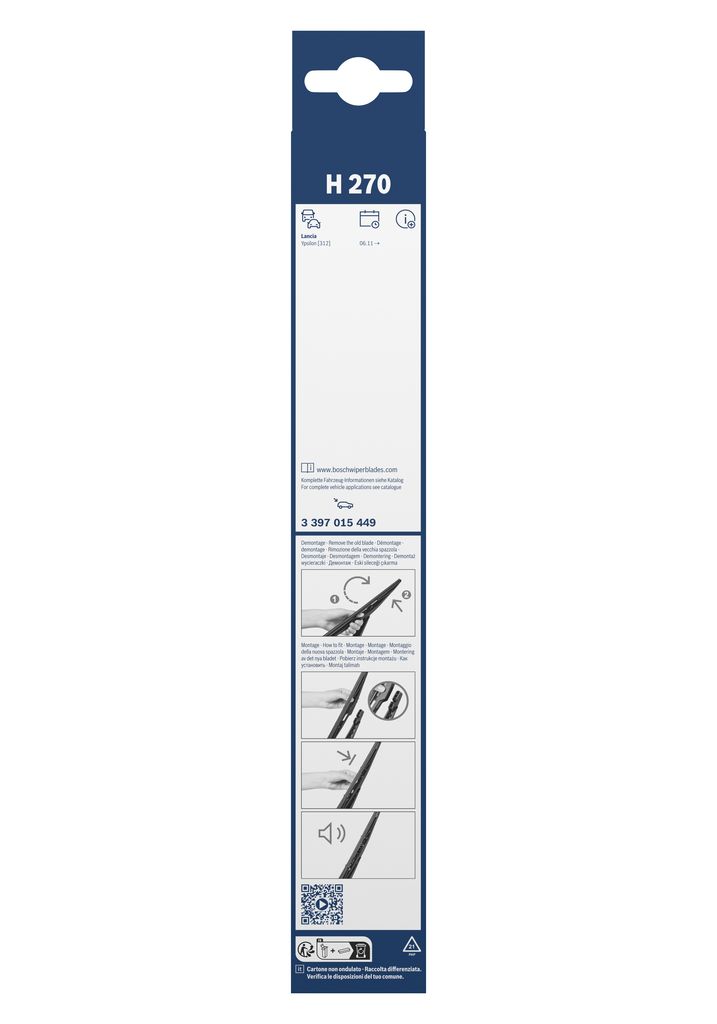 Щітка склоочисника ПЛАСТИКОВИЙ / 260 MM / H 270 BOSCH (3 397 015 449) Bosch фото 11
