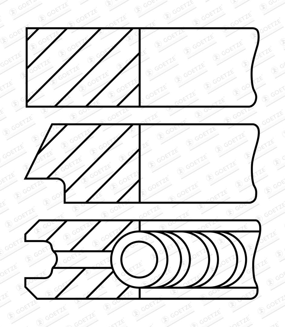 83 (STD) 1-50 Комплект поршньових кілець CHRYSLER 300C, JEEP COMMANDER, GLADIATOR, GRAND CHEROKEE, GRAND CHEROKEE III, GRAND CHEROKEE IV, LANCIA THEMA, RAM 1500 3.0D 03.05- фото 3
