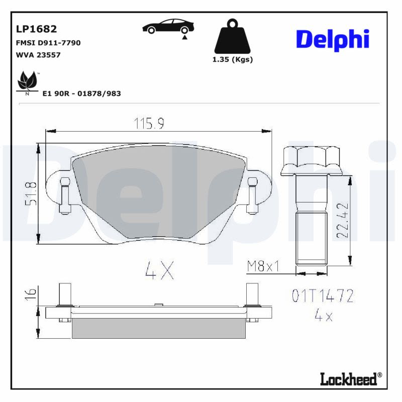 Комплект гальмівних колодок задн , FORD MONDEO III, JAGUAR X-TYPE I, RENAULT KANGOO, KANGOO EXPRESS 1.2-3.0 10.00- фото 4