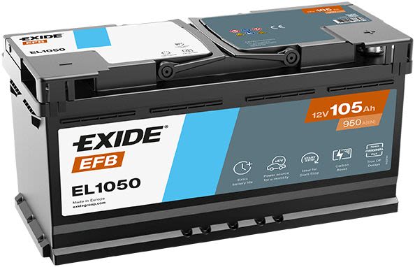 Акумулятор EXIDE 12В 105Агод./950А START&STOP EFB (R+ стандартні клеми) 392x175x190 B13 - монтажний фланець 10.5мм (efb) фото 3