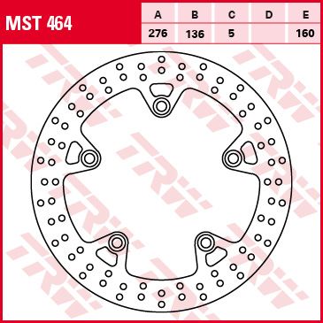 Tarcza hamulcowa tył stała, 276/136x5mm 5x160mm, średnica otworów mocu LUCAS MST464 (Adventure)