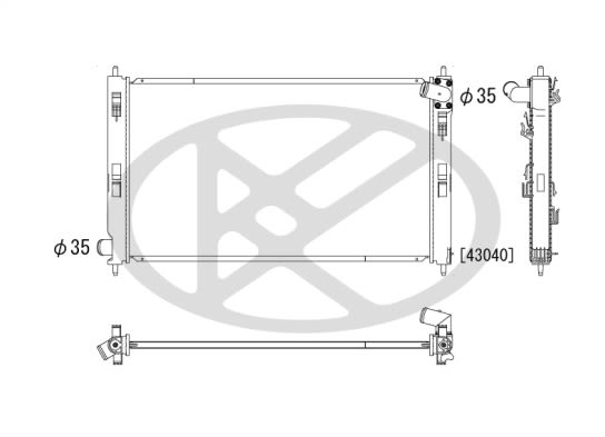 Радіатор двигуна CITROEN C-CROSSER, C-CROSSER ENTERPRISE, C4 AIRCROSS, MITSUBISHI ASX, LANCER VIII, OUTLANDER II, PEUGEOT 4007, 4008 1.5-3.0 11.06- фото 3