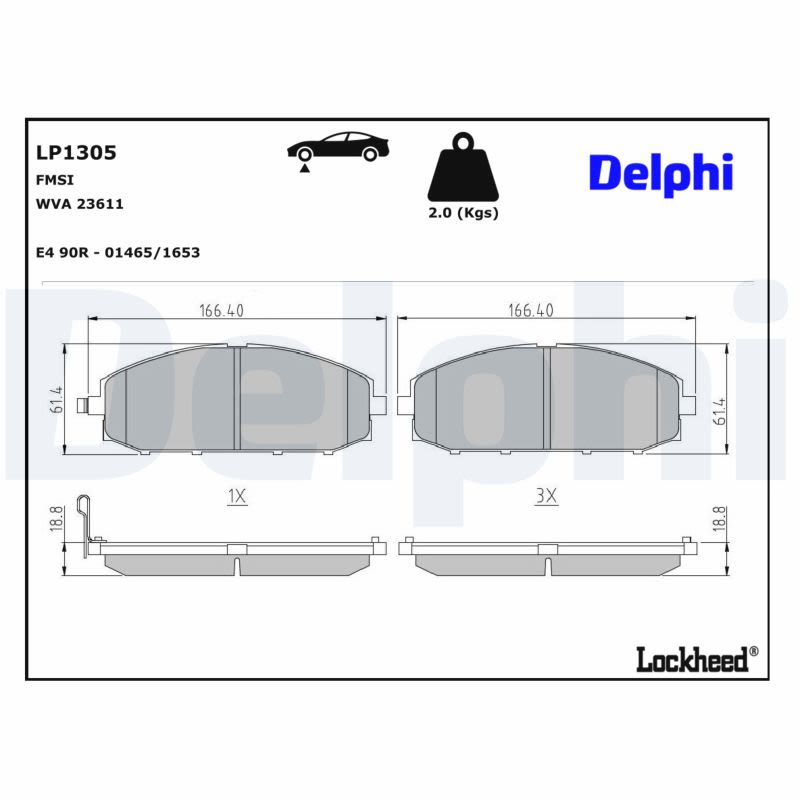 Комплект гальмівних колодок передн , NISSAN PATROL GR V 2.8D-4.8 06.97-