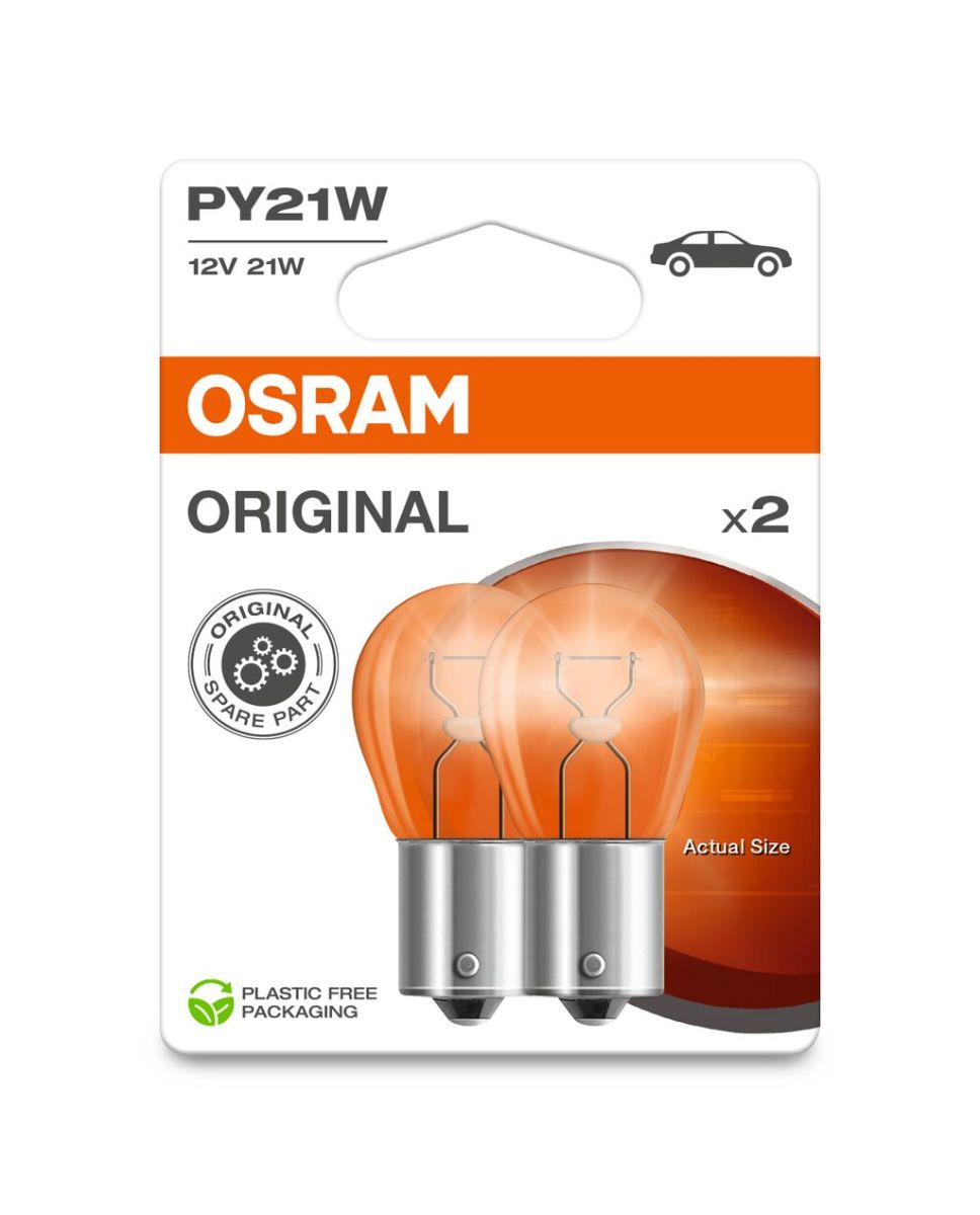 Автолампа 21W PY21W 12V 21W BAU15S/ORIGINAL LINE/2ШТ. BLISTER OSRAM (7507-2BL) osram фото 5