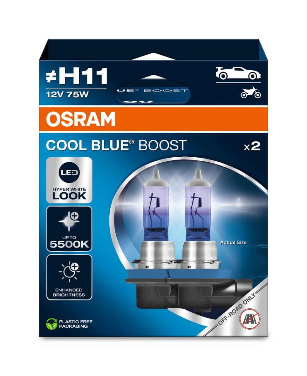 Автолампа галогенова 75W H11 12V 75W 5500K PGJ19-2 / COOL BLUE® BOOST - БІЛО-БЛАКИТНЕ СВІТ OSRAM (62211CBB-2HB) osram фото 5