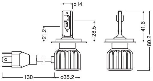 Комплект світлодіодних автоламп H4/H19 LED 12V 15/15W 6000K P43T/PU43T-3 / LEDRIVING® HL BRIGHT / OSRAM (64193DWBRT-2HFB) osram фото 8