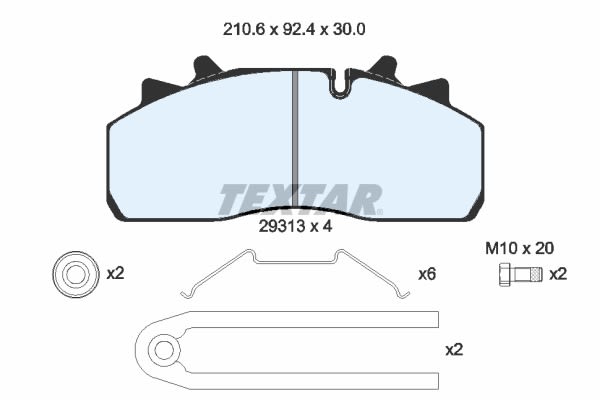 Комплект гальмівних колодок задн/передн WABCO PAN 19-1 DAF CF, LF, LF 55 1DB2022-1NA06-MX-11330 01.01- фото 3