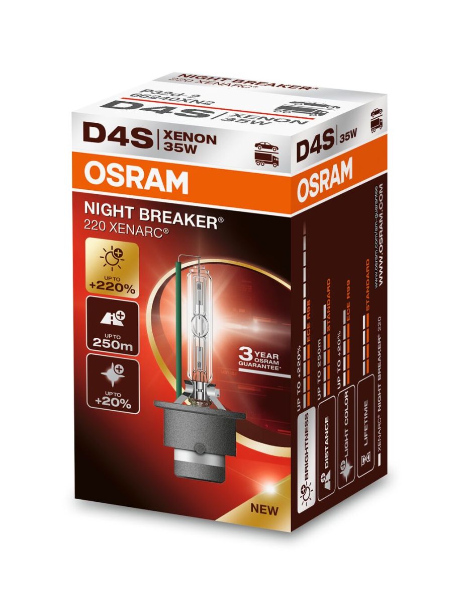 Автолампа ксенонова D4S 42V 35W 4400K P32D-5 / XENARC® NIGHT BREAKER® 220 - НА 220% З OSRAM (66440XN2) osram фото 5
