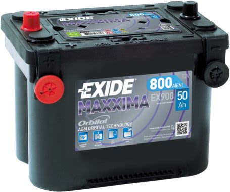 Акумулятор EXIDE 12В 50Агод./800А AGM, MARINE/RV (L+ стандартні клеми + різьба) 260x173x206 B01 - монтажний фланець 10.5мм (пусковий) фото 3