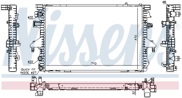 Радіатор охолоджування VW TRANSPORTER T5 1,9 TDI 03- NISSENS (65282A) Nissens фото 10