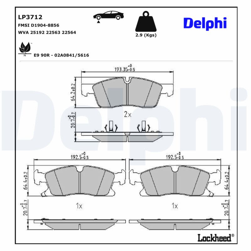 Комплект гальмівних колодок передн , DODGE DURANGO, JEEP GRAND CHEROKEE, GRAND CHEROKEE IV 3.0-6.4 11.10- фото 2
