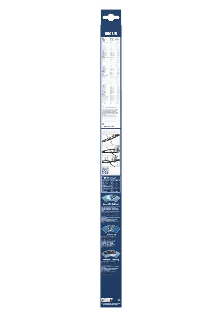 Щітка склоочисника (650mm) Citroen/Fiat/Honda/Hyundai/Kia/Mazda/MB/Mitsubishi/Toyota Bosch фото 12