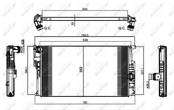 Радіатор охолодження BMW 1 (F20/F21)/3 (F30/F80) 11- B38/B47/N13/N20/N47/N55 NRF фото 12