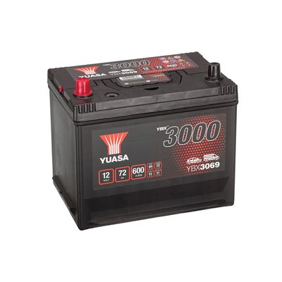 Акумулятор YUASA 12В 72Агод./630А YBX3000 SMF (L+ стандартні клеми) 269x174x223 B9 - монтажний фланець 29мм (пусковий) фото 4