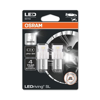 LED лампочка (упаковка-блістер 2шт) P21/5W 12В 2Вт BAY15D без гомологічного сертифікату LEDriving SL, Білий 6000K