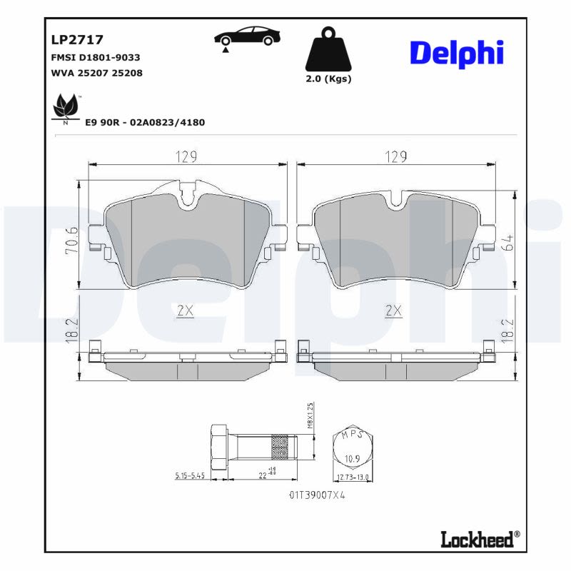 Комплект гальмівних колодок передн , BMW 2 (F45), 2 GRAN COUPE (F44), 2 GRAN TOURER (F46), X1 (F48), X2 (F39), MINI (F55), (F56), (F57), CLUBMAN (F54), COUNTRYMAN (F60) 1.5-2.0D 09.13- фото 4