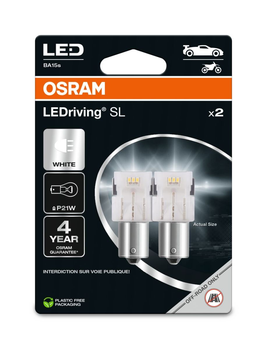 Автолампа світлодіодна P21W LED 12V 1.4W 6000K BA15S / LEDRIVING® SL / COOL WHITE - ХОЛО OSRAM (7506DWP-2BL) osram фото 5