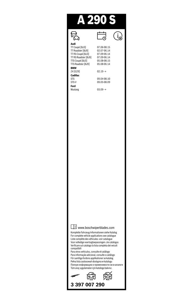 Щітка склоочисника К-Т БЕЗКАРКАСНИЙ AEROTWIN 550/530 MM/A 290 S/ЛІВИЙ РУЛЬ BOSCH (3 397 007 290) Bosch фото 10
