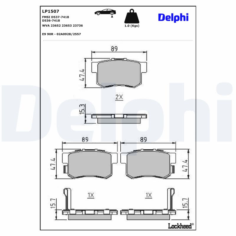 Комплект гальмівних колодок задн , ACURA LEGEND, LEGEND II, RL, RSX, TL, TSX, FIAT SEDICI, GREAT WALL HOVER H6, HONDA ACCORD IV, ACCORD V, ACCORD VI, ACCORD VII, AVANCIER, CITY V 1.2-3.5 08.86- фото 4