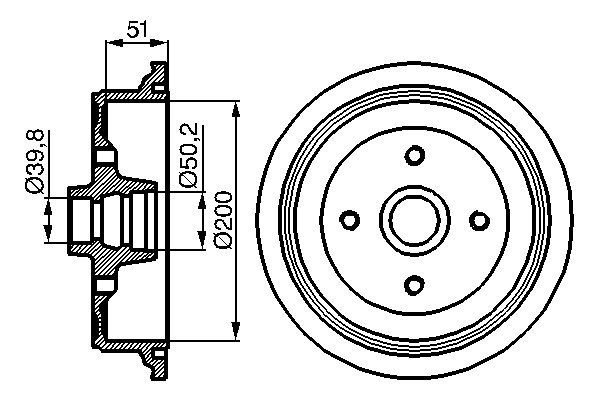 Барабан гальмівний AUDI 80 B3 ЛІФТБЕК (893, 894, 8A2) 1.6 1986.06-1991.10 BOSCH (0 986 477 016) Bosch фото 3