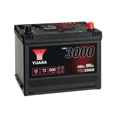 Акумулятор YUASA 12В 72Агод./630А YBX3000 SMF (R+ стандартні клеми) 269x174x223 B9 - монтажний фланець 29мм (пусковий) фото 4