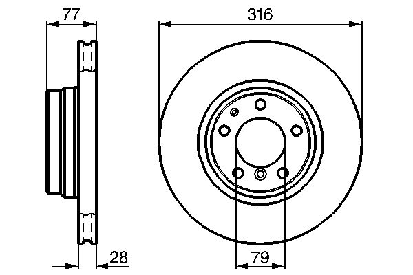 Диск гальмівний ВЕНТИЛ BMW 7 (E38) 2.8 1994.03-2001.11 BOSCH (0 986 478 622) Bosch фото 8