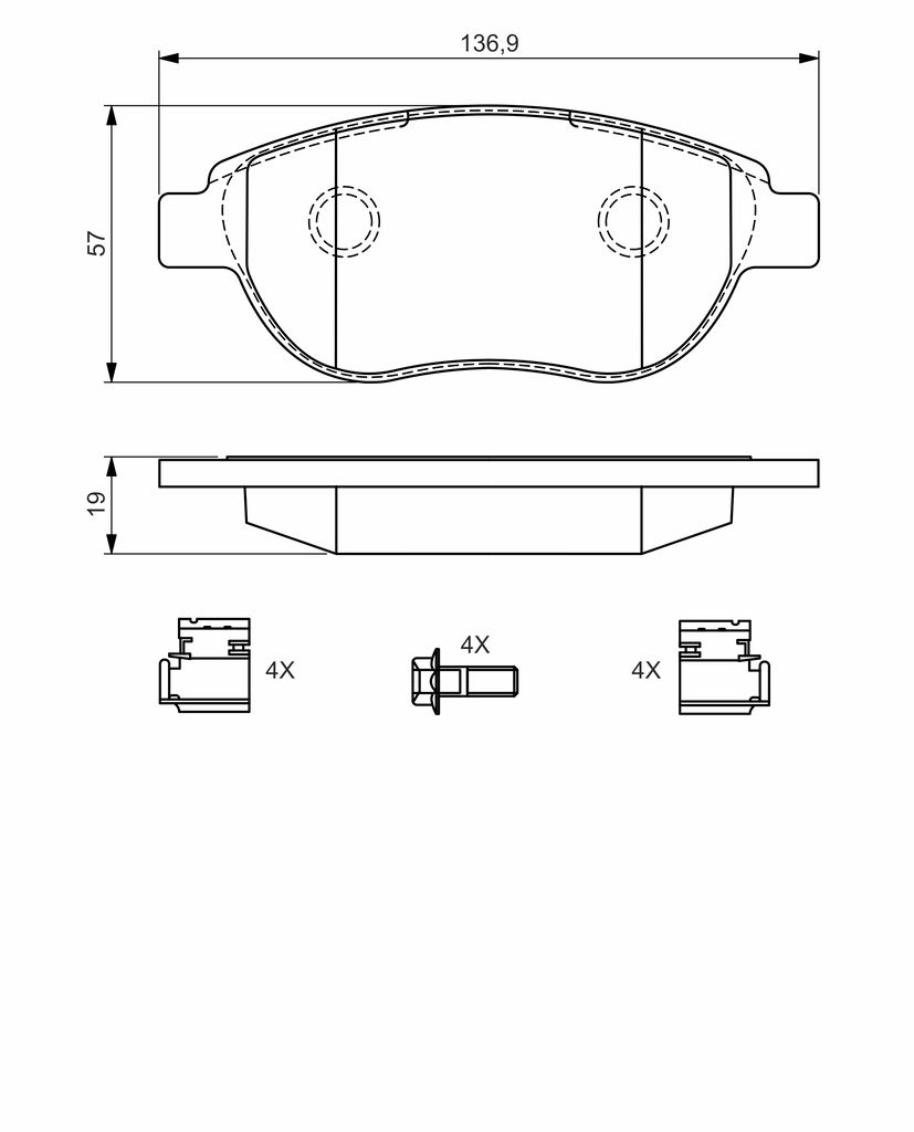 Комплект гальмівних колодок передн , CITROEN BERLINGO, C3 I, C4, C4 I, XSARA, XSARA PICASSO, FIAT DOBLO, PEUGEOT 1007, 206, 207, 307, PARTNER 1.3D-2.0D 02.98- фото 4