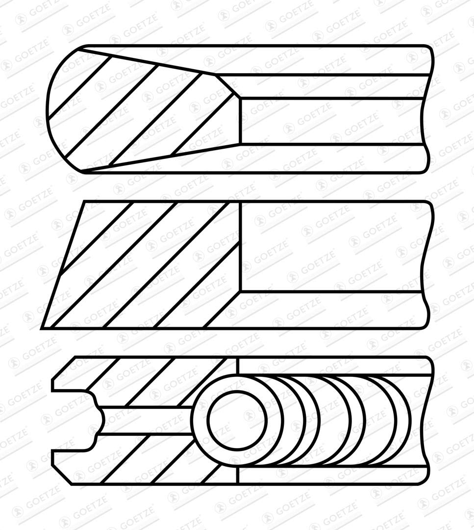 Комплект поршньових кілець (130мм (STD) 2,5-3,5-3,5) DAF CF, XF 106, XF II, XFC, XG, XG+, IRIZAR I3, I4, I6, I8, TATRA PHOENIX, VAN HOOL EX, TX, VDL FUTURA MX-13303-MX375 05.10-
