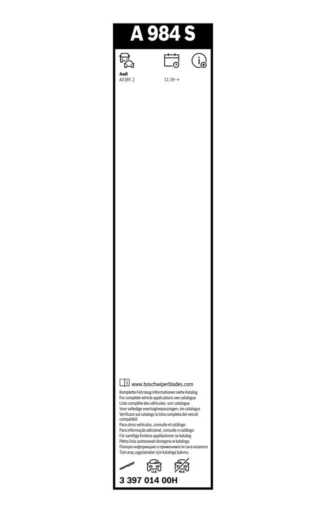 Щітка склоочисника К-Т БЕЗКАРКАСНИЙ AEROTWIN / 650/475 MM / A 984 S / ЛІВИЙ РУЛЬ / A BOSCH (3 397 014 00H) Bosch фото 9