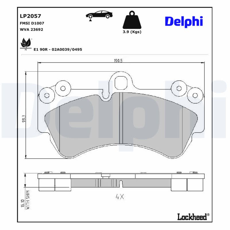 Комплект гальмівних колодок передн , MERCEDES G (W463), CHEVROLET CORVETTE, PORSCHE CAYENNE, VW TOUAREG 2.5D-6.2 05.02-12.19 фото 6