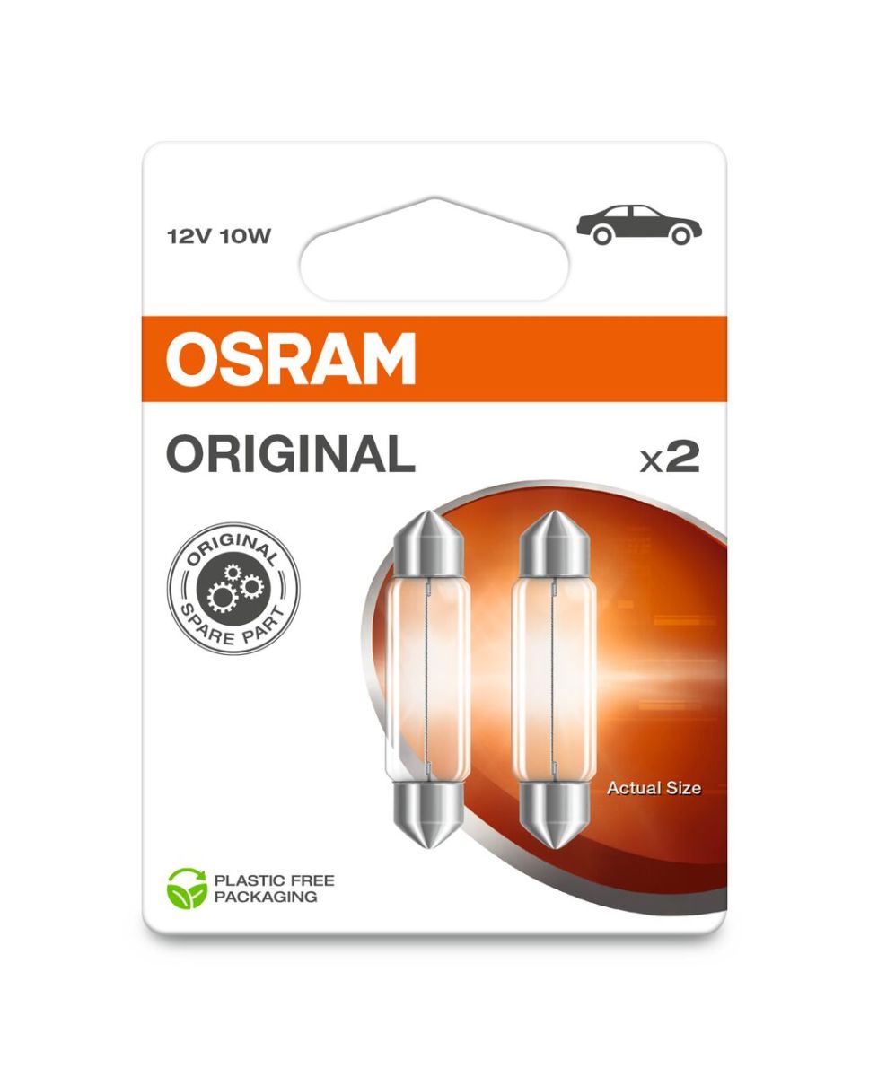 Автолампа 10W C10W 12V 10W 41MM SV8.5-8/ORIGINAL LINE/2ШТ. BLISTER OSRAM (6411-2BL) osram фото 3