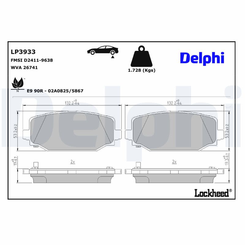 Комплект гальмівних колодок задн (з шумопоглинаючою пластиною), JEEP GRAND CHEROKEE L V 2.0H 05.21- фото 2
