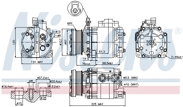 Компресор кондиціонера FORD TRANSIT CONNECT (02-) 1.8 DI (+) NISSENS (89354) Nissens фото 11