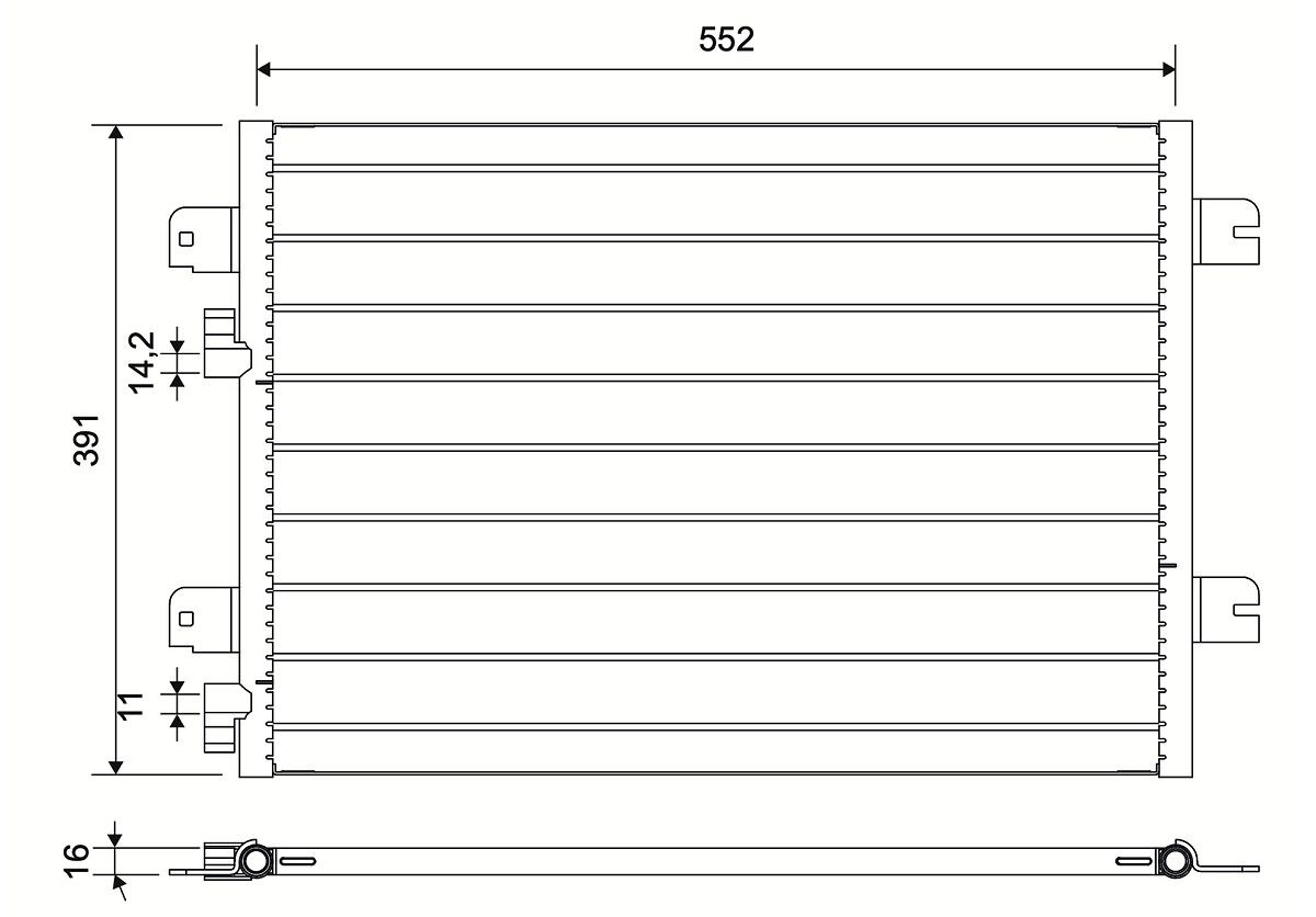 Радіатор кондиціонера DACIA LOGAN, LOGAN EXPRESS, LOGAN MCV, SANDERO, RENAULT LOGAN I, MEGANE I, MEGANE I CLASSIC, MEGANE I COACH, SANDERO/STEPWAY I, SCENIC I 1.4-2.0 01.96- фото 3