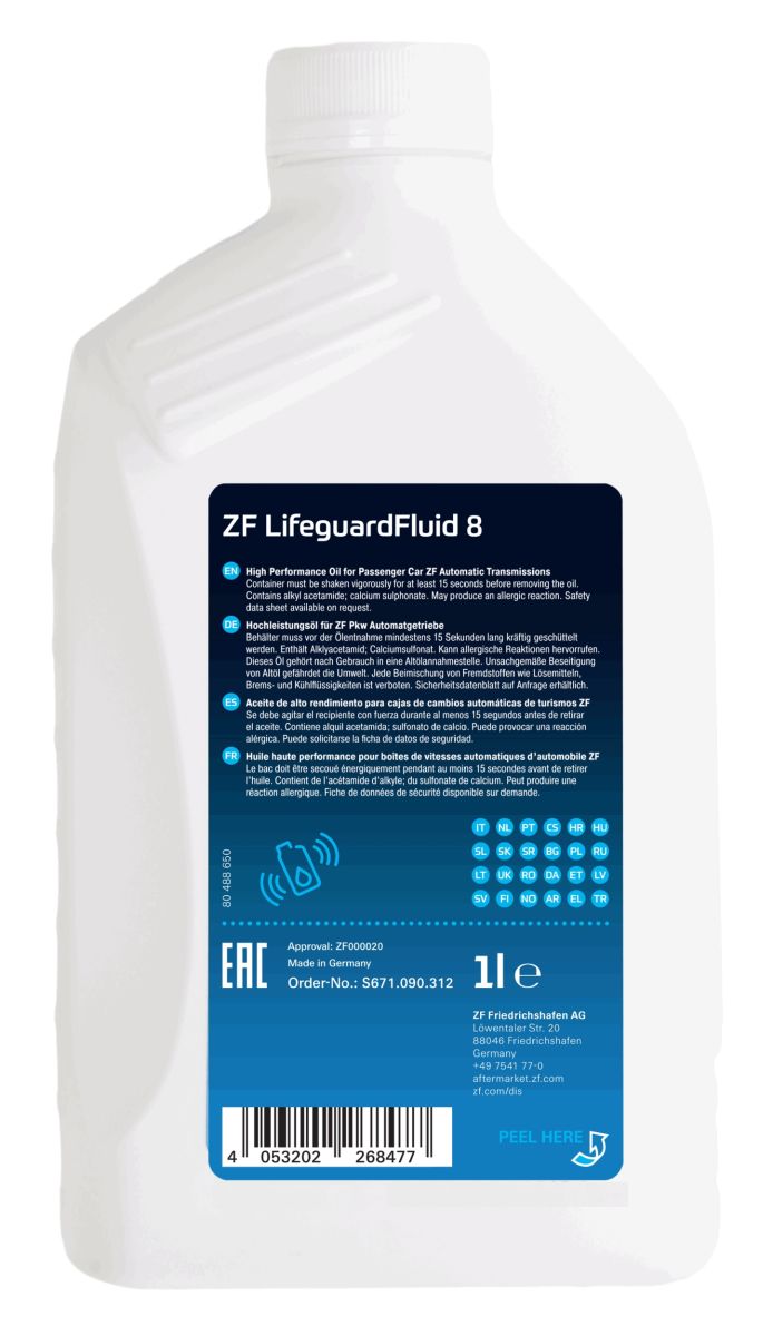 Олива трансмісійна ZF LIFEGUARDFLUID 8 1 л РІДК АКПП ZF LIFEGUARDFLUID 8 1L (S671.090.312) ZF фото 7