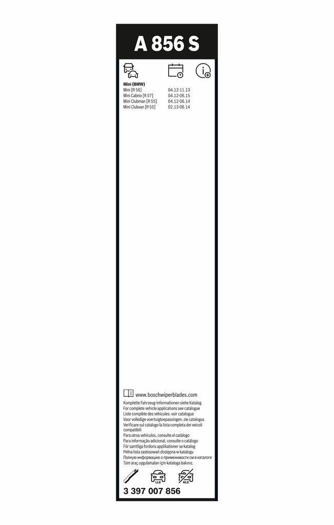 Щітка склоочисника К-Т БЕЗКАРКАСНИЙ AEROTWIN/450/475 MM/A 856 S/ЛІВИЙ РУЛЬ BOSCH (3 397 007 856) Bosch фото 10