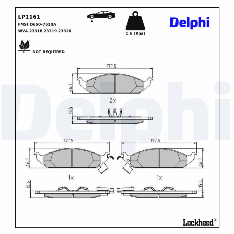 Комплект гальмівних колодок задн/передн , CHRYSLER CIRRUS, SEBRING, STRATUS, DODGE AVENGER, STRATUS 2.0/2.4/2.5 05.94-04.01 фото 2